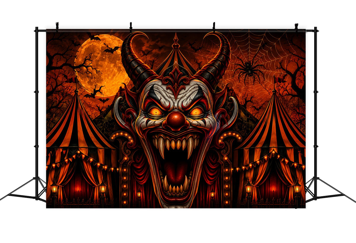 Gruselige Zirkuskulisse Dämonischer Clown Karnevalstor Schaurige Halloween-Kulisse LXX67-237