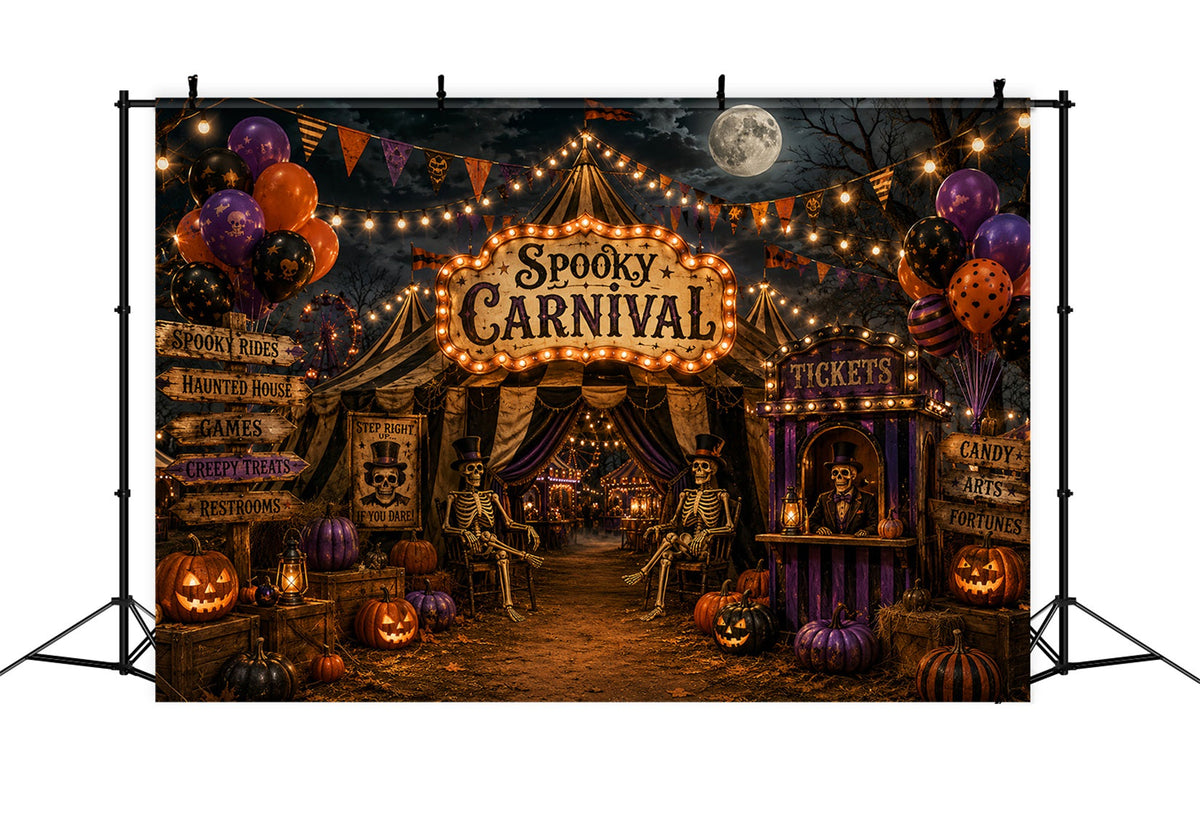 Halloween-Zirkuskulisse Mondbeschienenes Skelett Karnevalseingang Horror-Kulissen LXX67-247