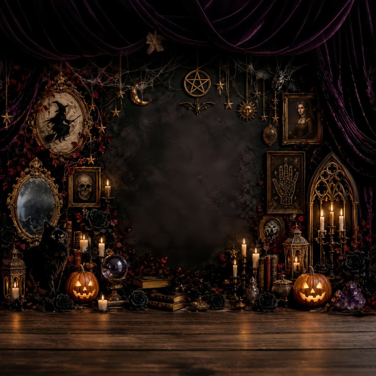 Hexen-Kulisse Gotische Okkulte Katzenaltar-Magie-Kulissen LXX67-251