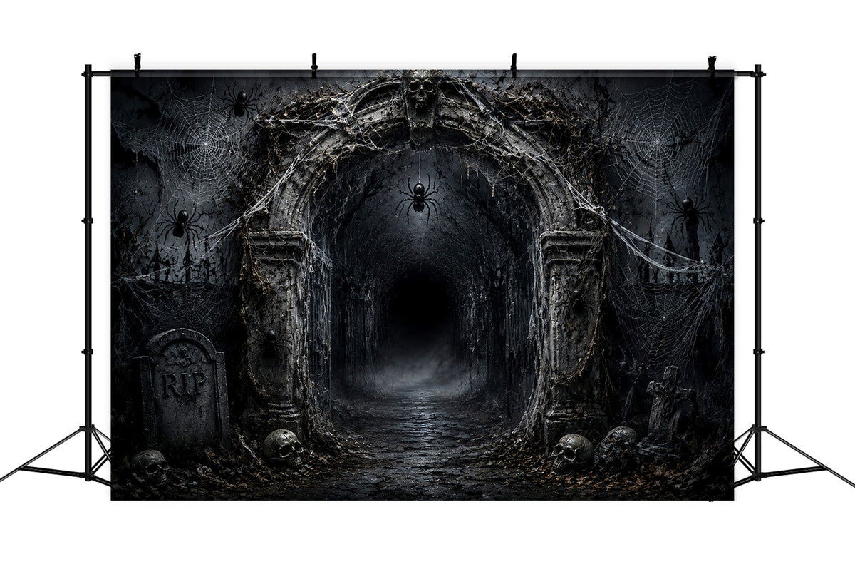 Halloween-Ballon-Hintergrund Spinnweben-Friedhofsbogen Spinnen-Halloween-Themen-Hintergrund LXX67-32