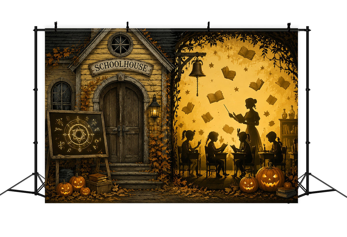 Halloween-Fotohintergrund Verzaubertes Schulhaus Kürbis-Klassenzimmer-Hintergründe Halloween LXX67-37