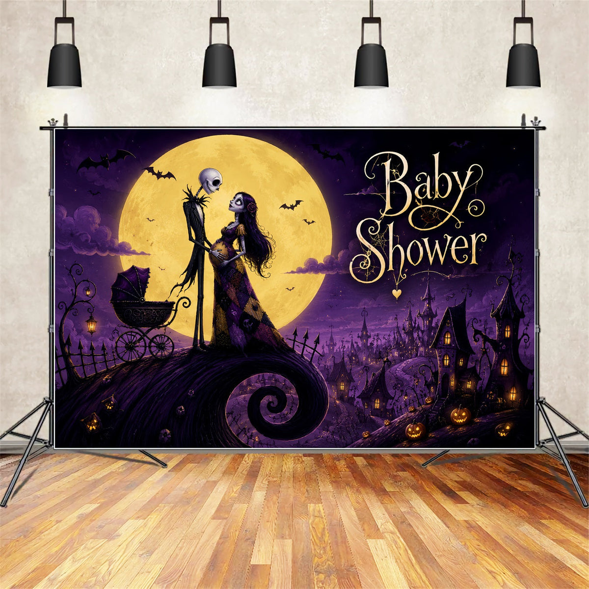 Halloween-Babyparty-Hintergrund Gotisches Skelett-Hexen-Fotografie-Hintergrund LXX67-39