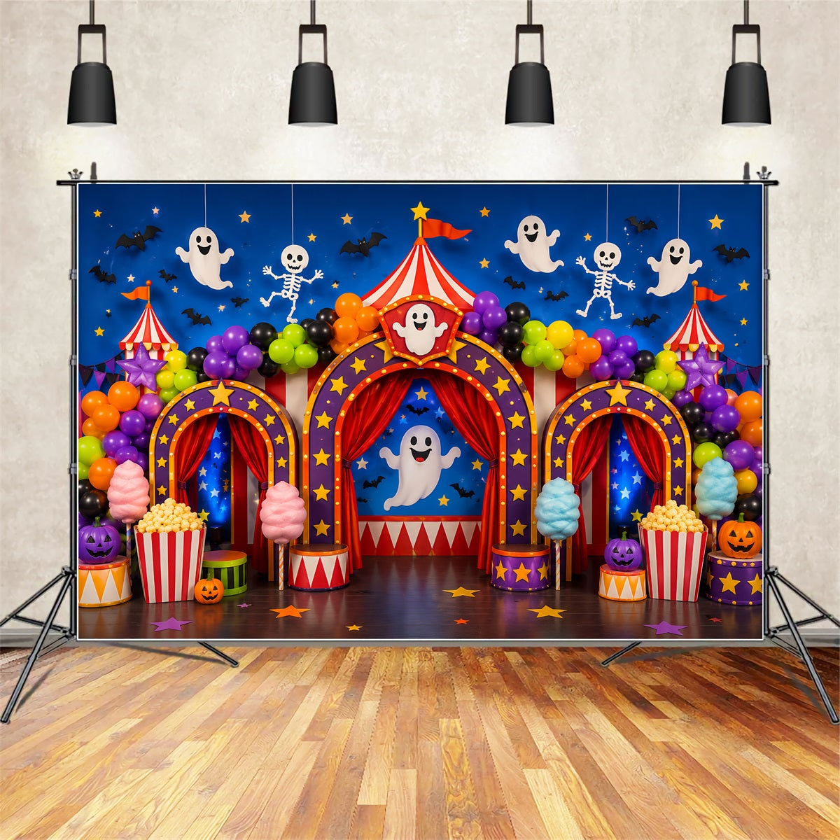 Halloween-Karnevalskulisse Bunte Geisterzirkusparty Diy-Halloweenkulisse LXX67-43