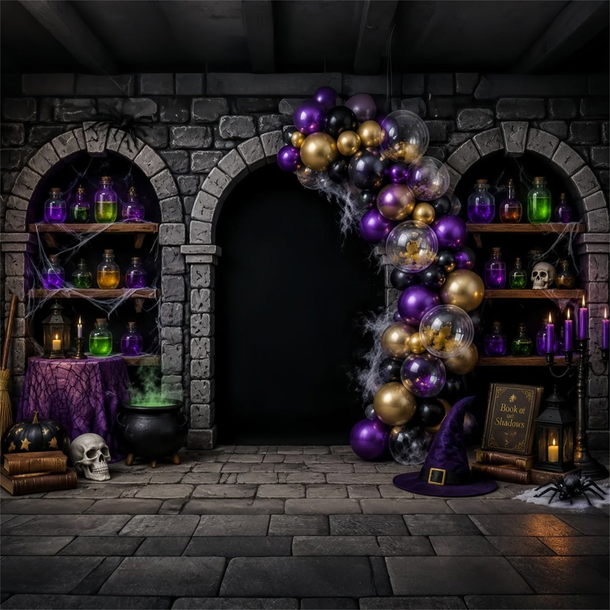 Diy Halloween Fotokulisse Hexenzauber-Ballonbogen 10X10 Halloween-Kulisse LXX67-45
