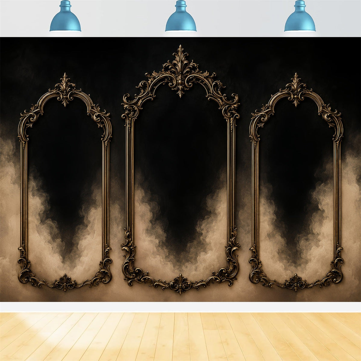 Einfacher Halloween-Hintergrund Verziert Mit Goldenen Rauchrahmen Extra Großer Halloween-Hintergrund LXX67-53