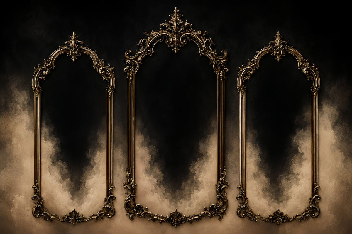 Einfacher Halloween-Hintergrund Verziert Mit Goldenen Rauchrahmen Extra Großer Halloween-Hintergrund LXX67-53