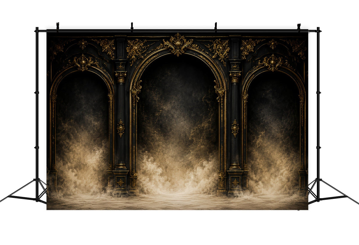 Einfacher Halloween-Hintergrund Gotische Goldene Bogensäulen Extra Großer Halloween-Hintergrund LXX67-54