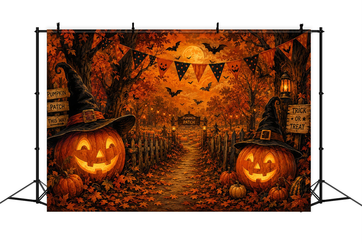 Herbstliche Halloween-KulisseKürbisbeetpfad Gruselige Halloween-Kulissen LXX67-74