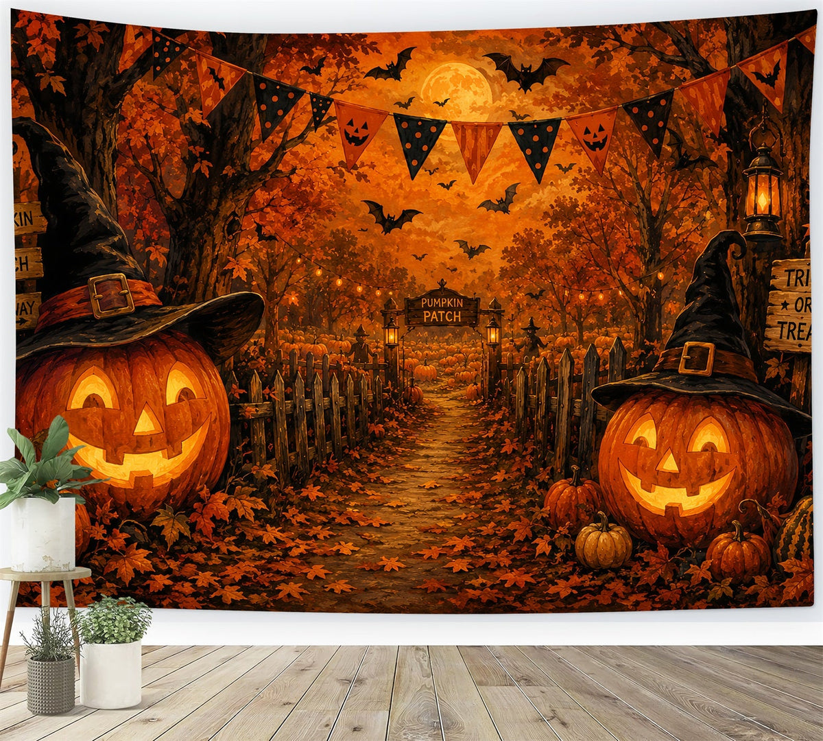 Herbstliche Halloween-KulisseKürbisbeetpfad Gruselige Halloween-Kulissen LXX67-74