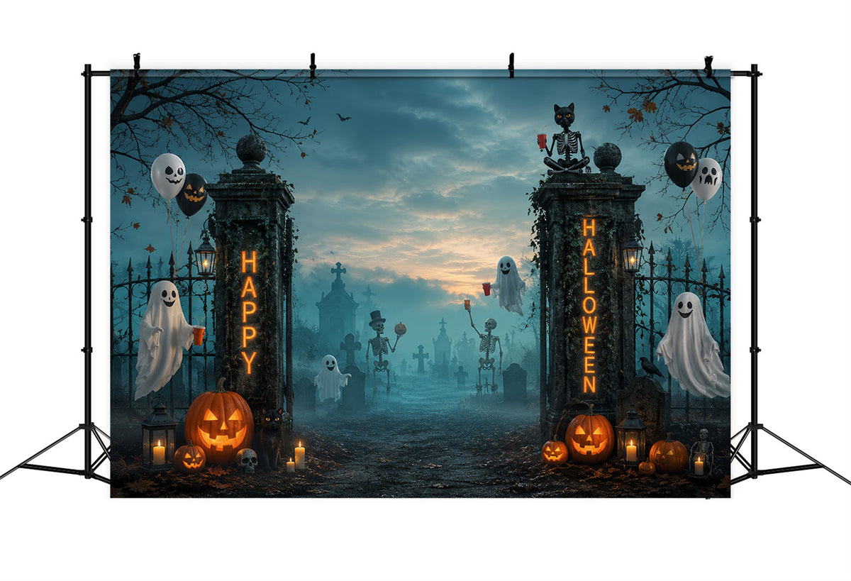 Halloween-Friedhof-Kulissen Geister-Skelett-Friedhofstor-Fotokabinen-Kulisse LXX67-79
