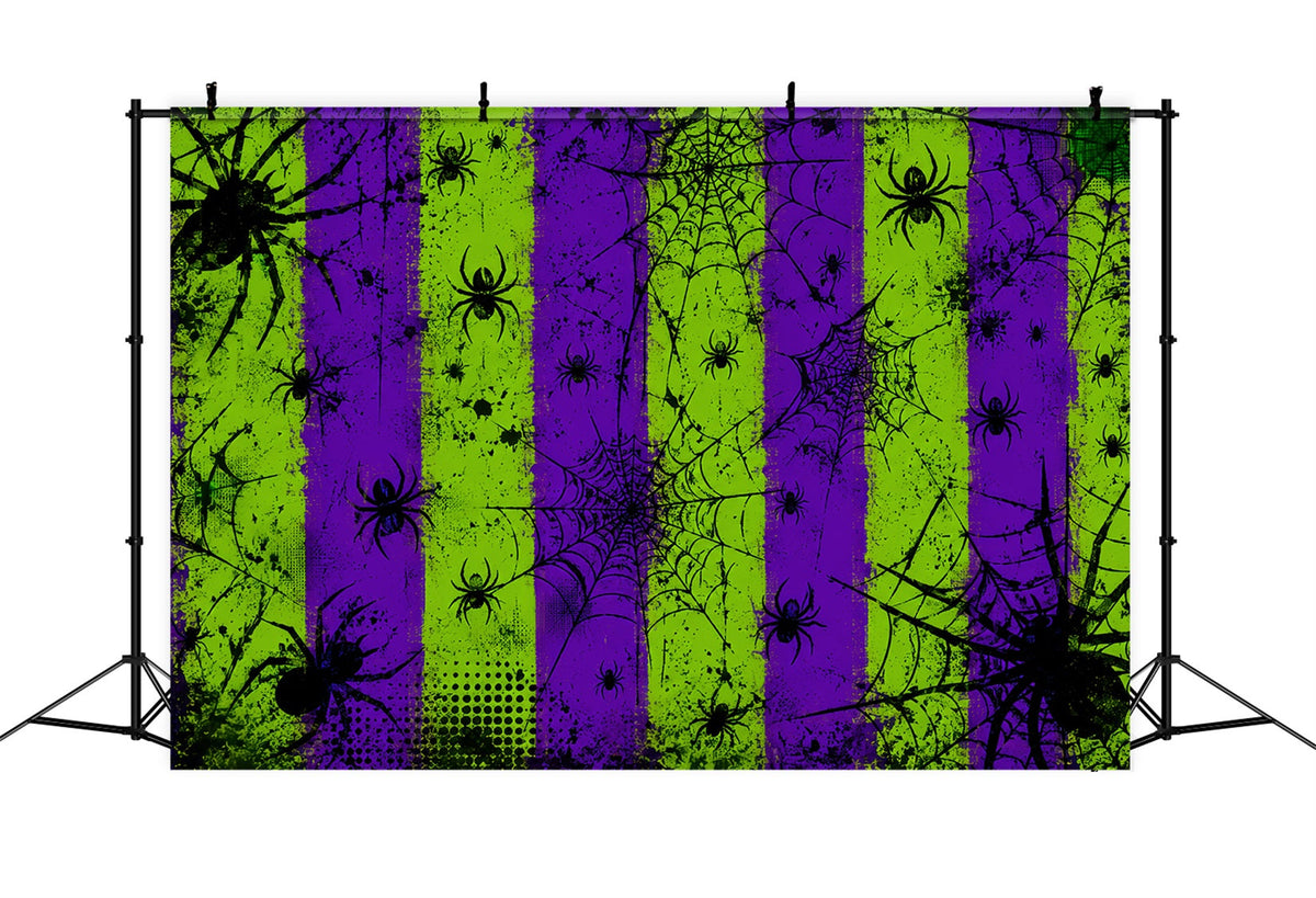 Halloween-Fotohintergrund Mit Neon-Spinnennetz-Streifen (LXX67-90)