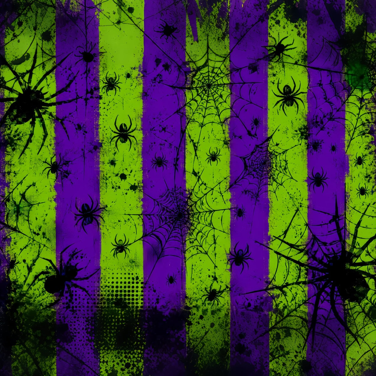 Halloween-Fotohintergrund Mit Neon-Spinnennetz-Streifen (LXX67-90)
