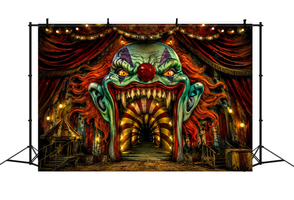 Halloween-Bühnenhintergrund Gruseliger Clown Karnevalseingang Halloween-Fotografie-Hintergründe LXX67-91