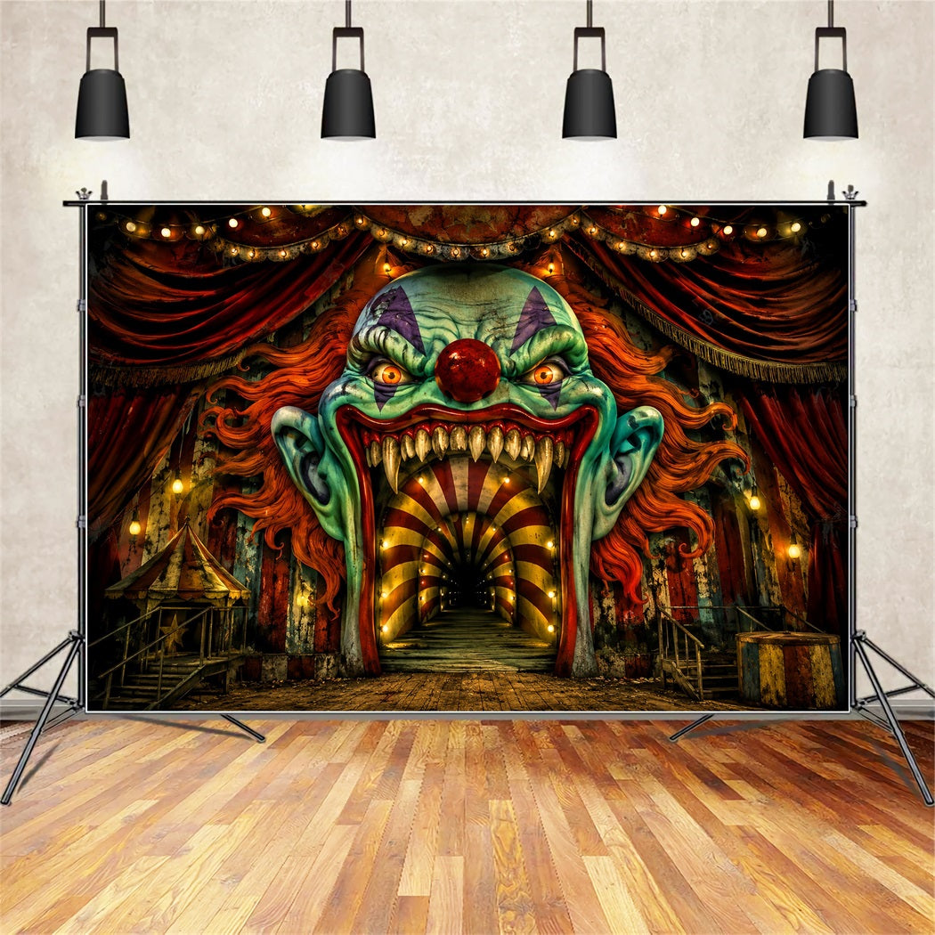 Halloween-Bühnenhintergrund Gruseliger Clown Karnevalseingang Halloween-Fotografie-Hintergründe LXX67-91