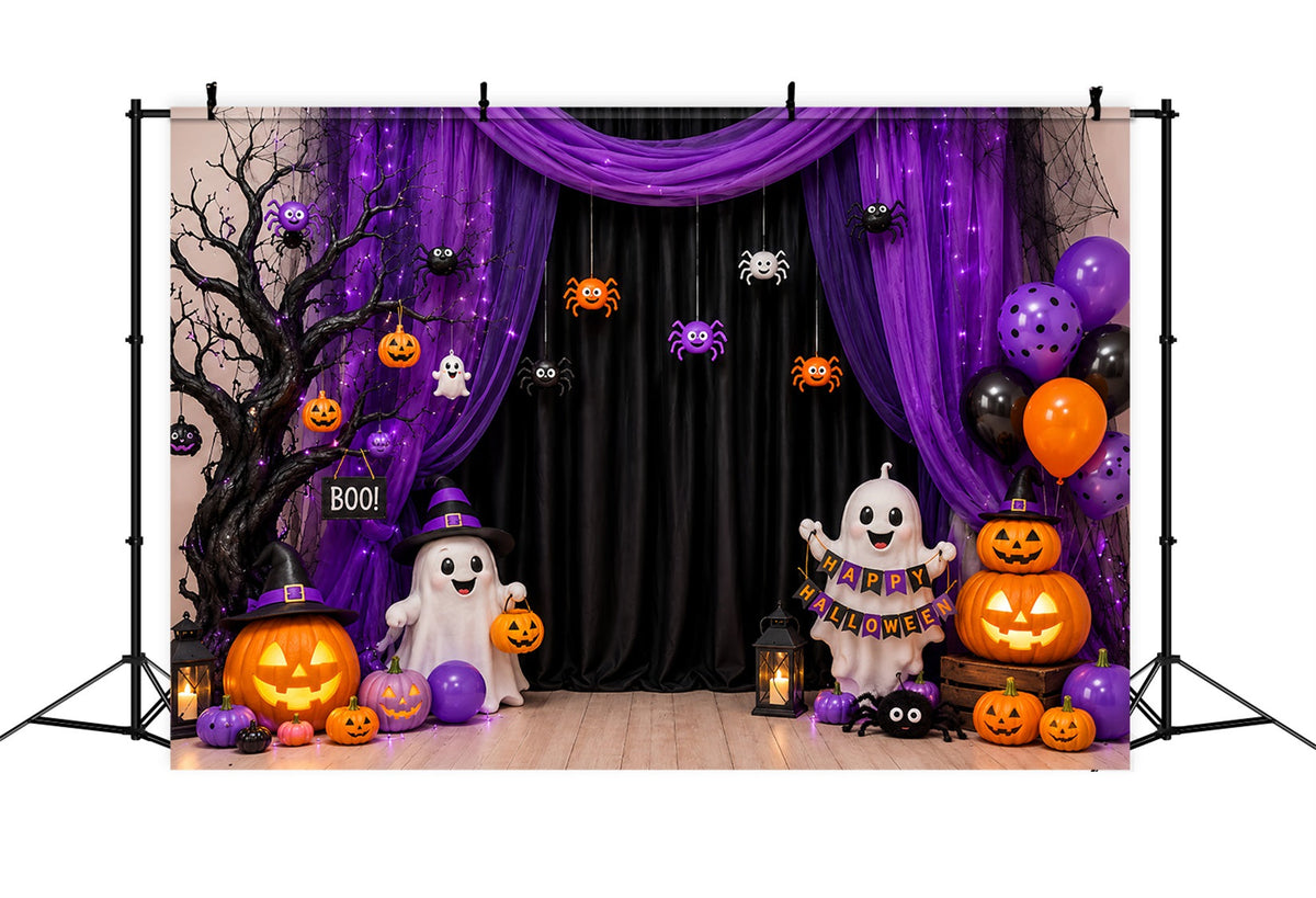 Diy Halloween Fotokulisse Lila Geisterparty-Vorhang 10X10 Halloween Kulisse LXX67-97