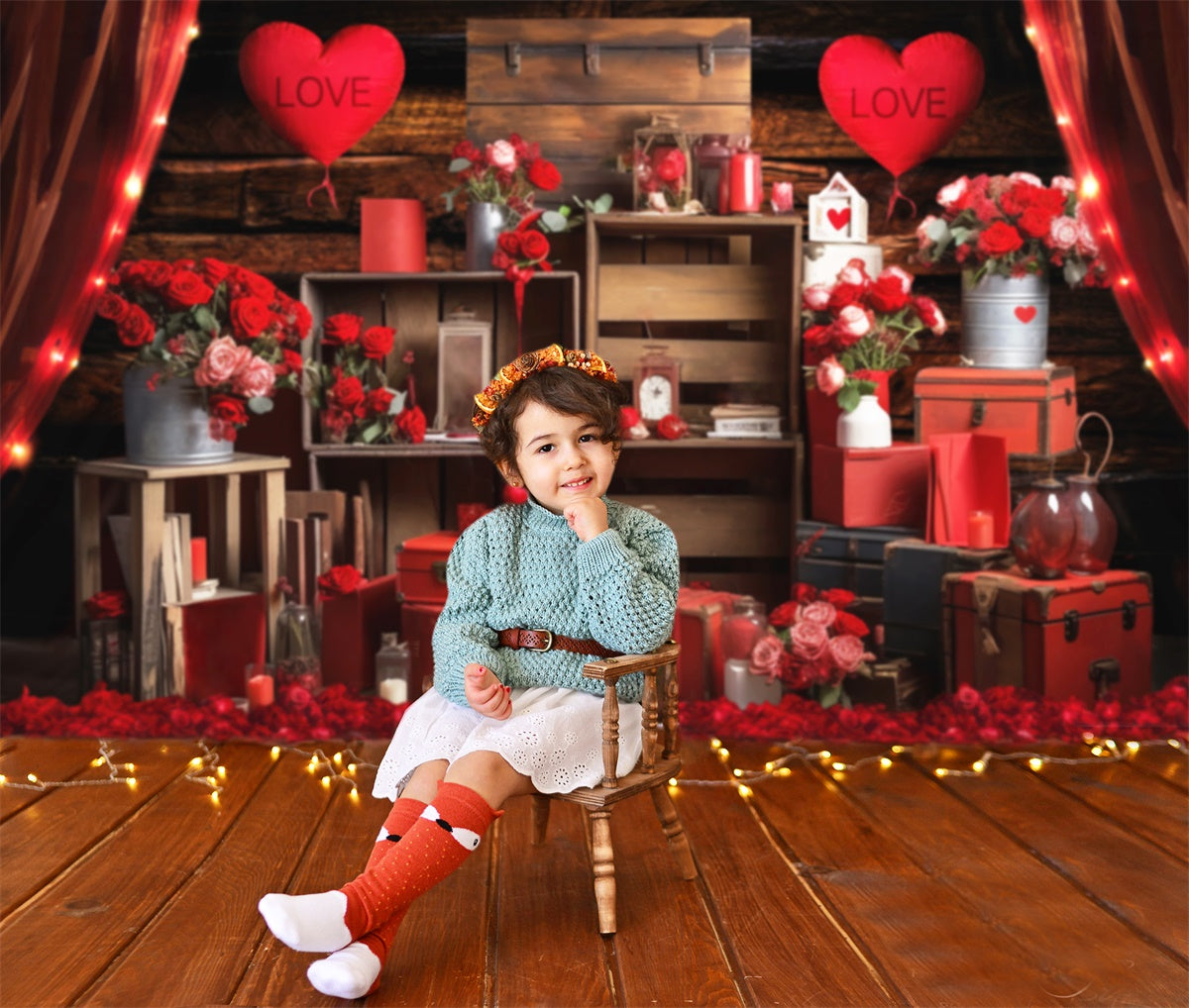Valentine's Day rote Rose dekorative Herz Hintergrund M1-02