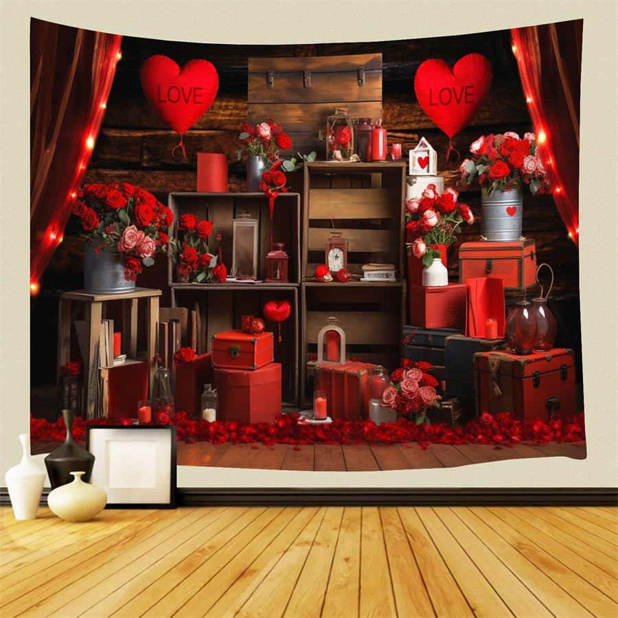 Valentine's Day rote Rose dekorative Herz Hintergrund M1-02