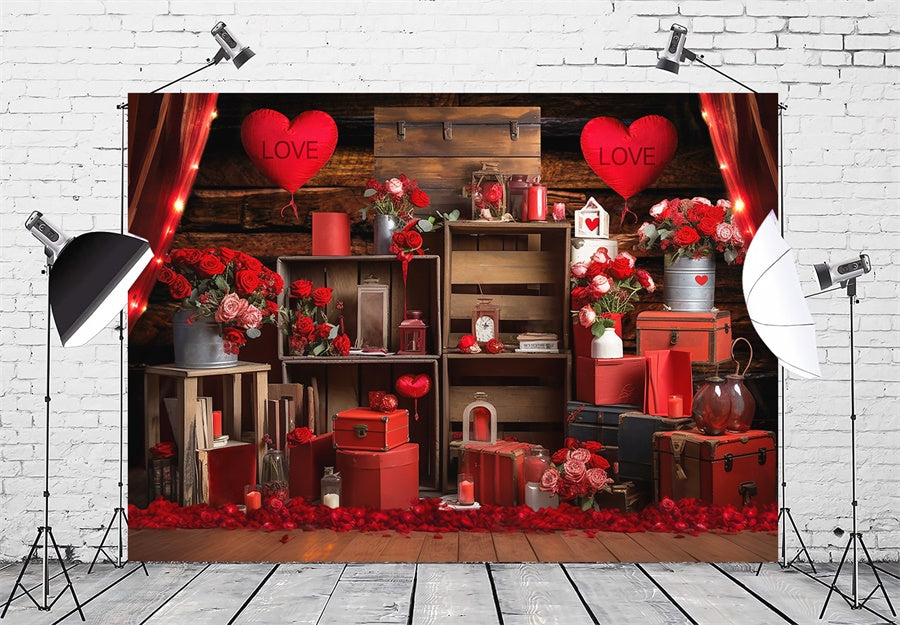 Valentine's Day rote Rose dekorative Herz Hintergrund M1-02