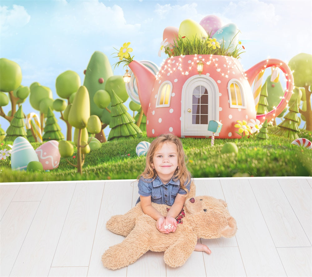 Ostern Cartoon Kettle Egg Candy Hintergrund M1-43