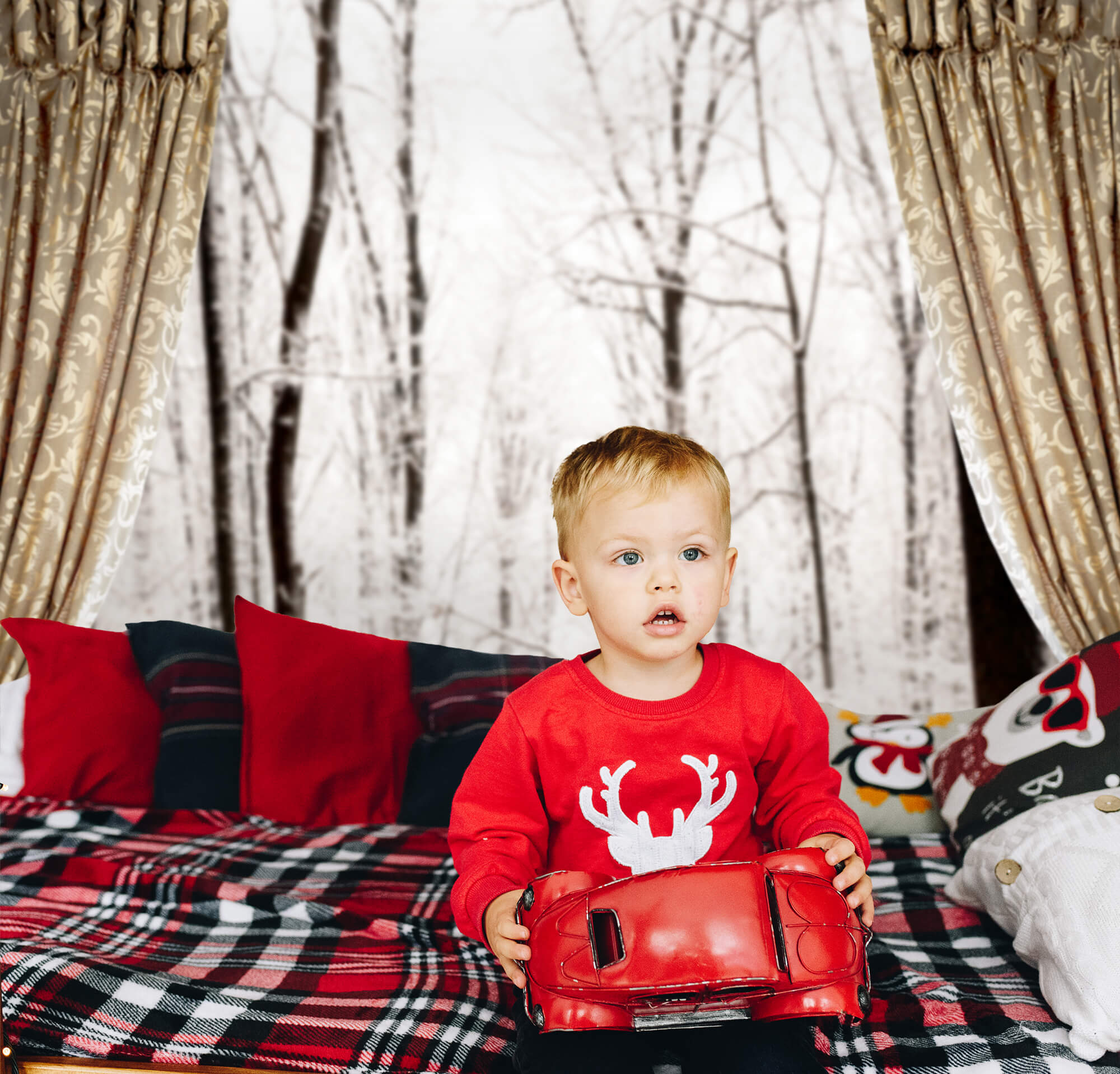 Winter Schnee Fenster Ansicht Vorhang Hintergrund M10-03