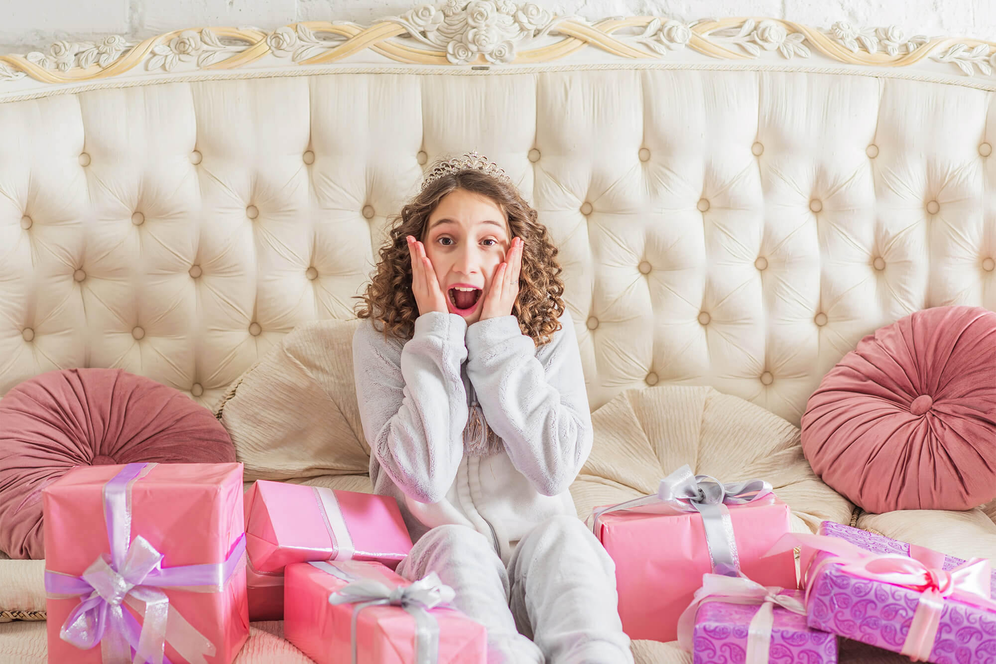 Weißes Schlafzimmer Kopfteil Fotokulisse M11-31