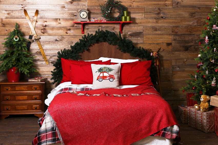 Weihnachten Schlafzimmer Retro Holzwand Hintergrund M11-34