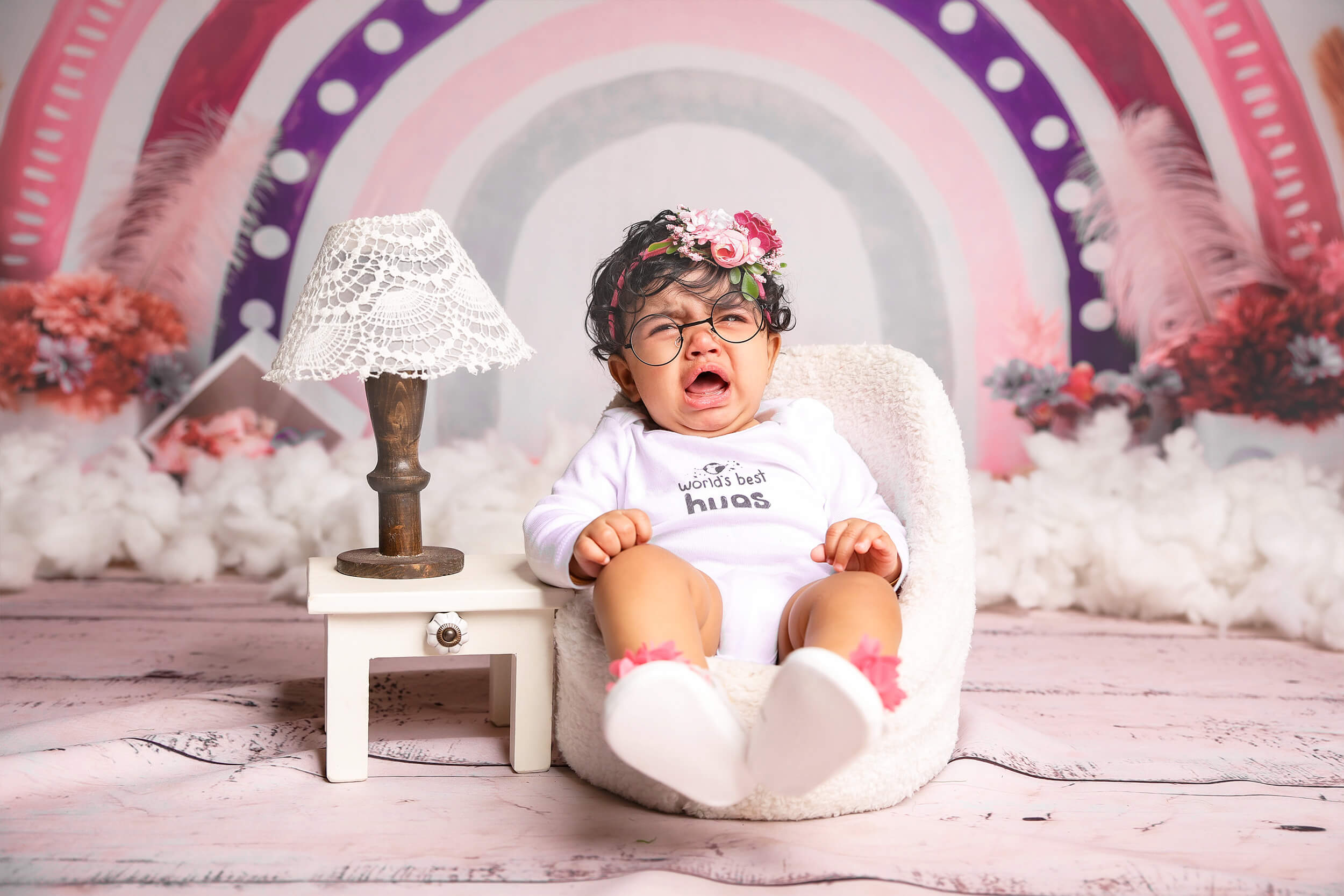 Bohemian Rainbow Rattan Ball Feder getrocknete Blume Hintergrund M12-20