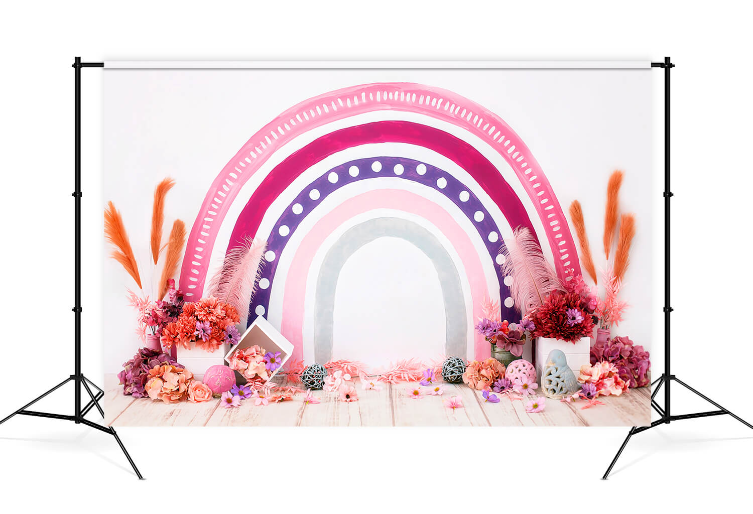 Bohemian Rainbow Rattan Ball Feder getrocknete Blume Hintergrund M12-20