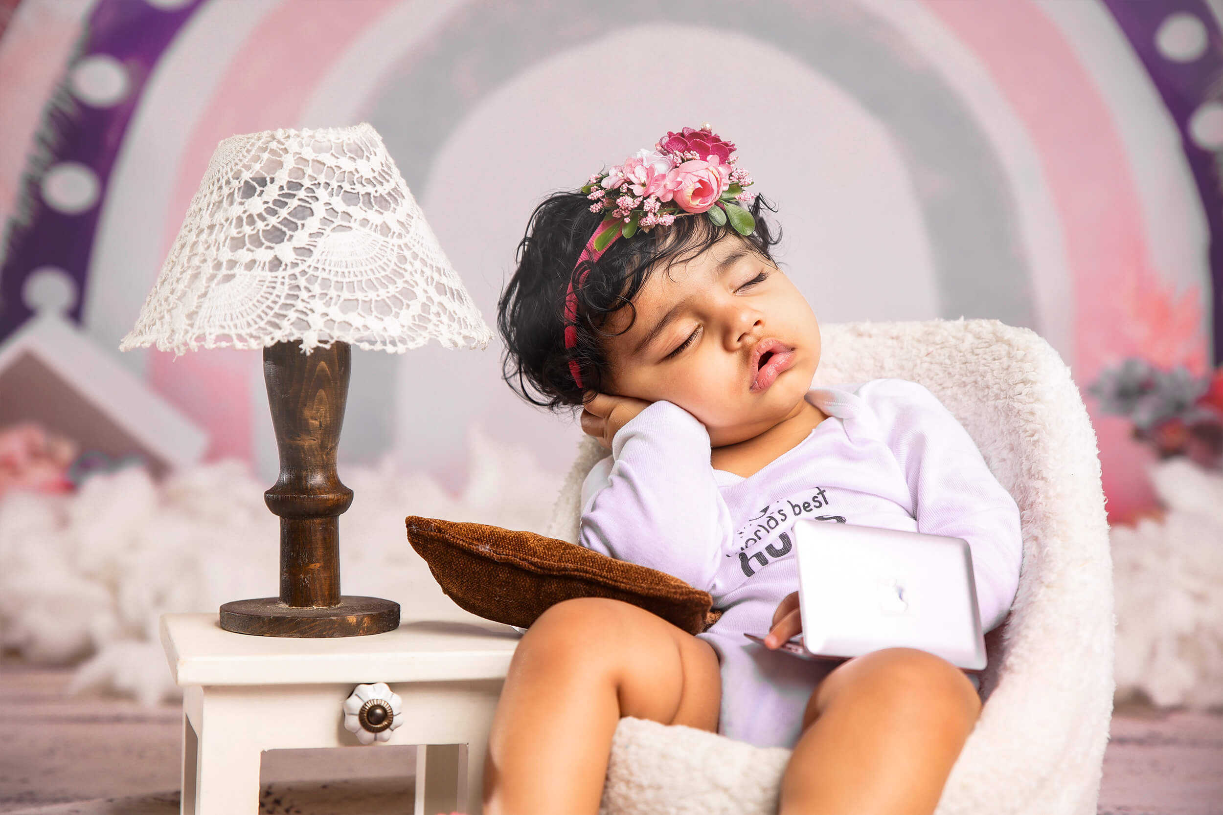 Bohemian Rainbow Rattan Ball Feder getrocknete Blume Hintergrund M12-20