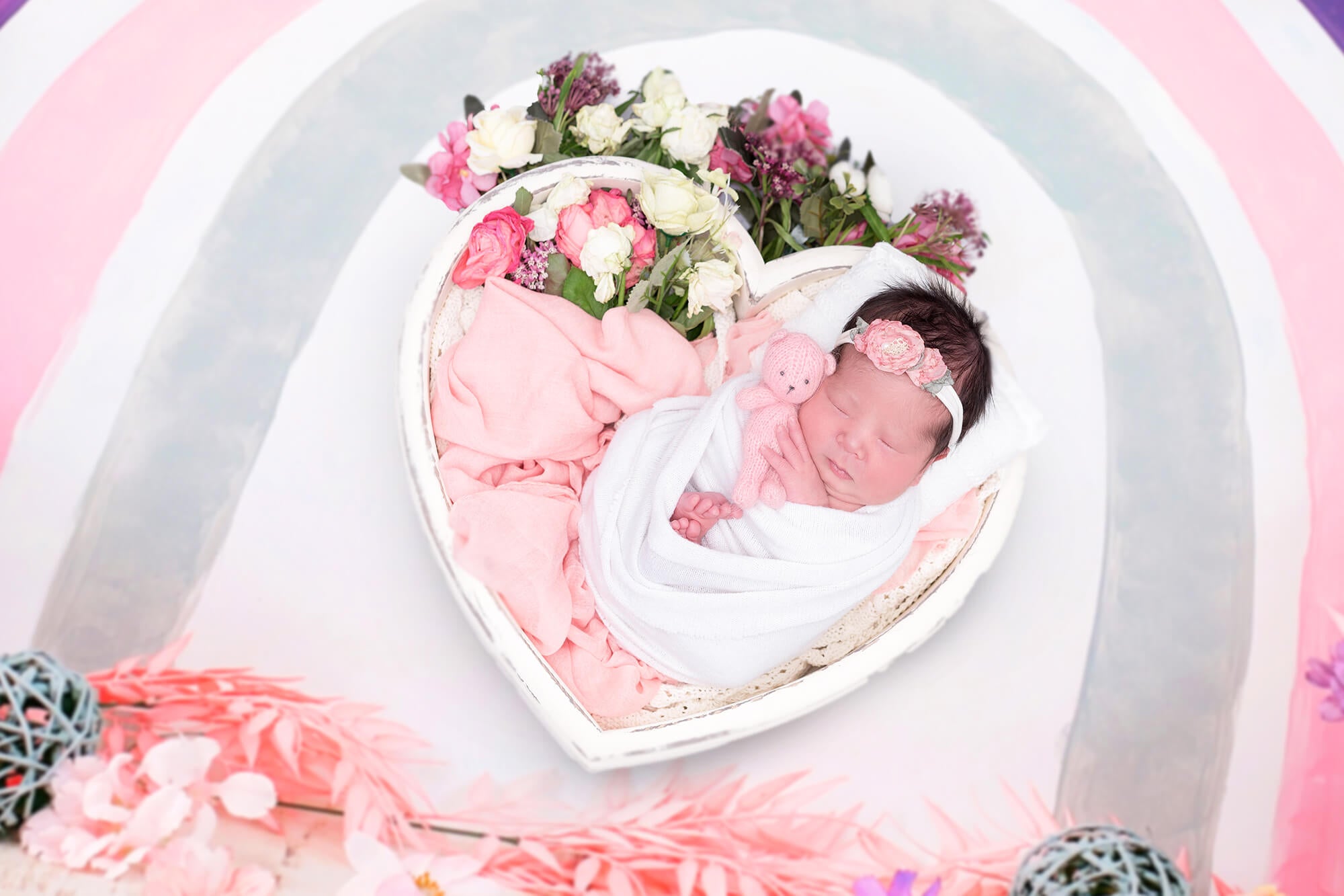 Bohemian Rainbow Rattan Ball Feder getrocknete Blume Hintergrund M12-20