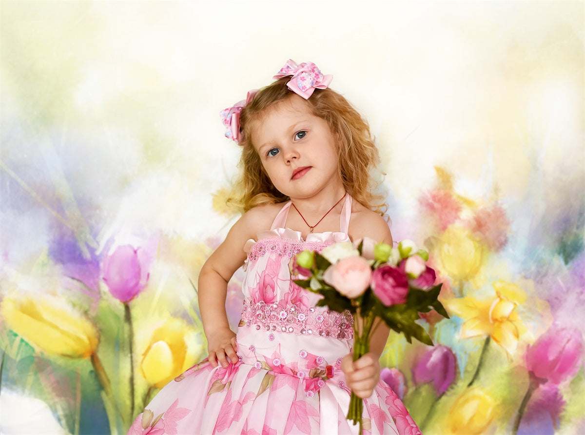 Ölgemälde Hazy Bunte Tulpen Traum Hintergrund M12-38