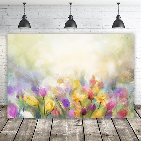 Ölgemälde Hazy Bunte Tulpen Traum Hintergrund M12-38