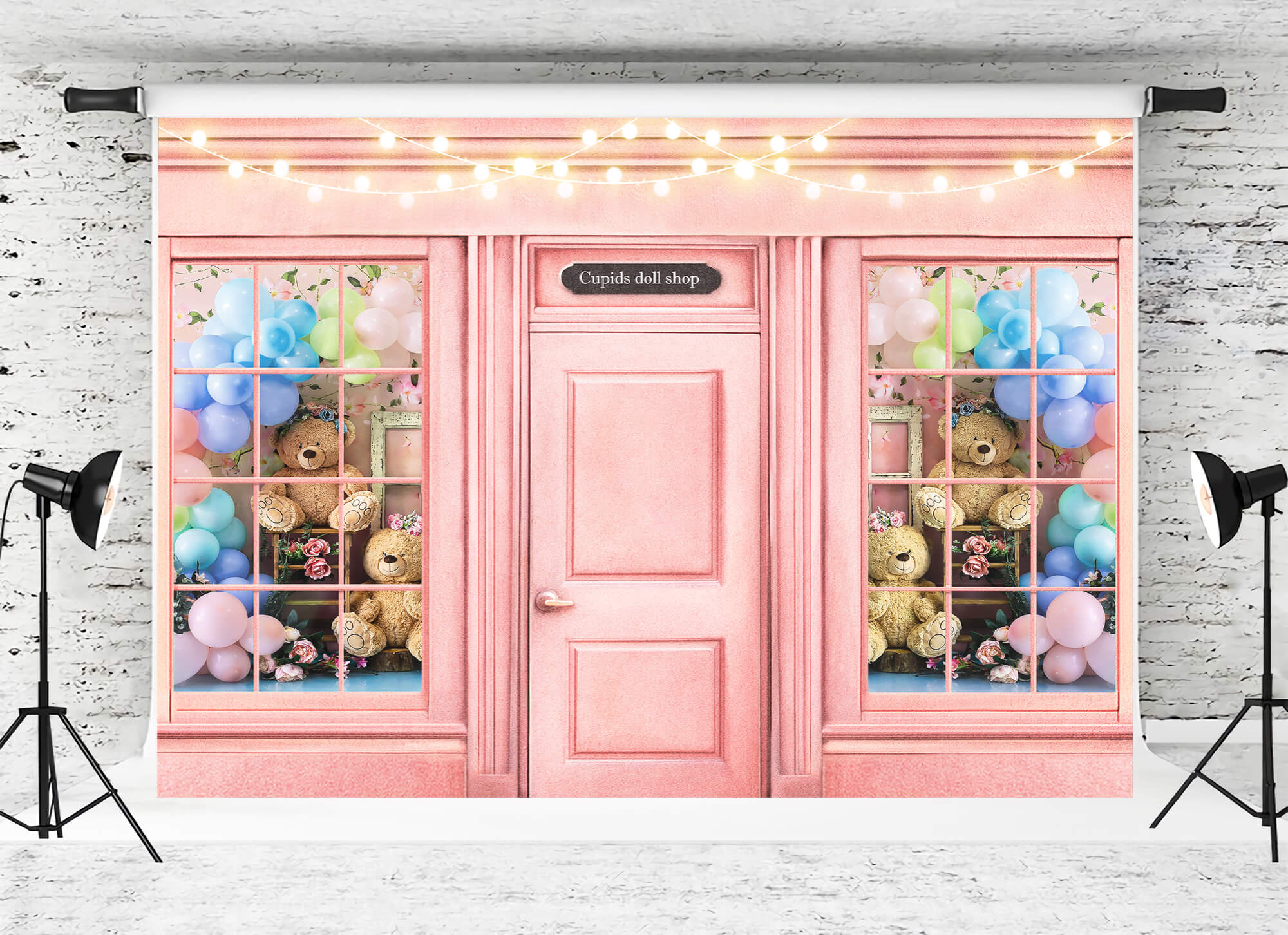 Cupid Doll Shop Bunte Luftballons Teddybär Fantasie Lichter Valentinstag Hintergrund M12-43