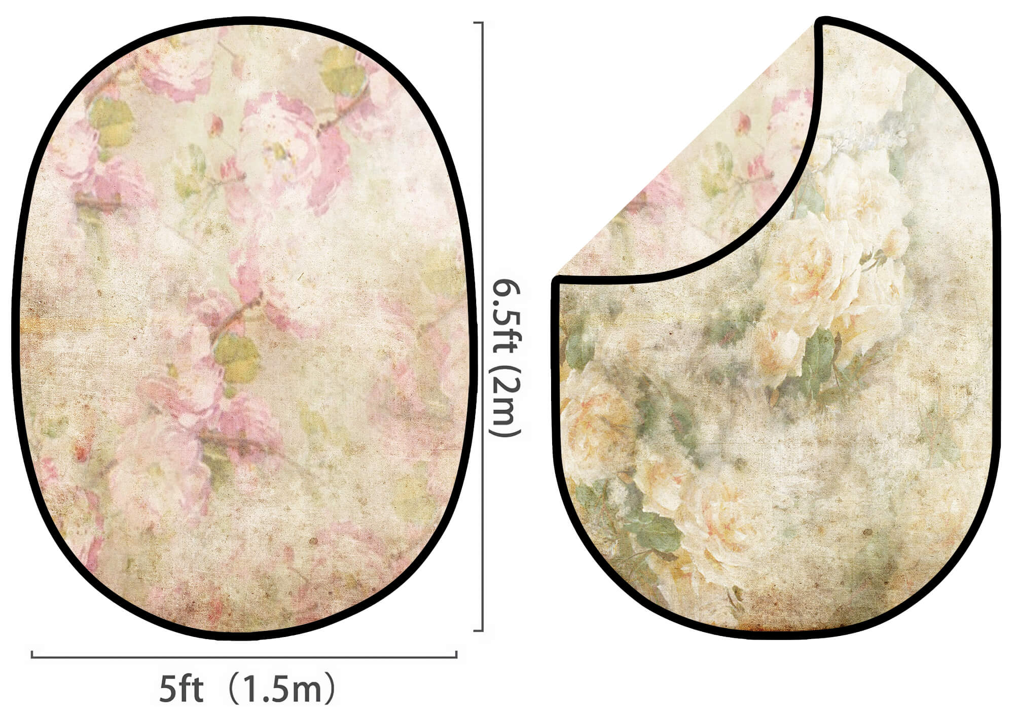 Zusammenklappbare elegante Vintage rosa/gelbliche Rosenknospe doppelseitige Kulisse 1.5x2m M12-49