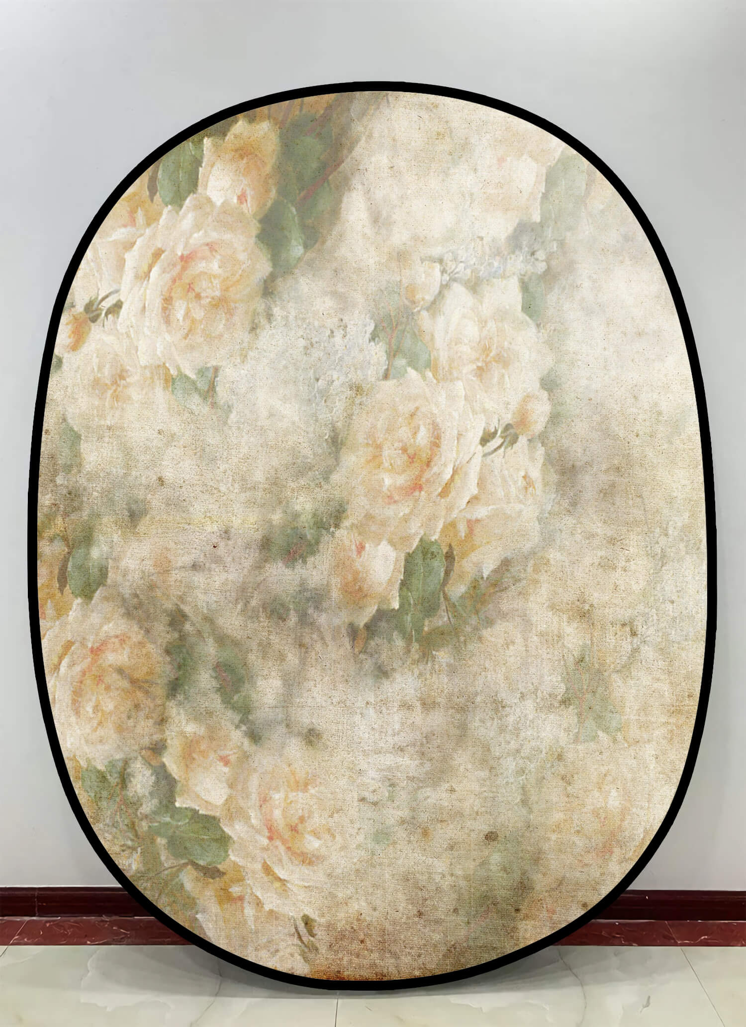 Zusammenklappbare elegante Vintage rosa/gelbliche Rosenknospe doppelseitige Kulisse 1.5x2m M12-49
