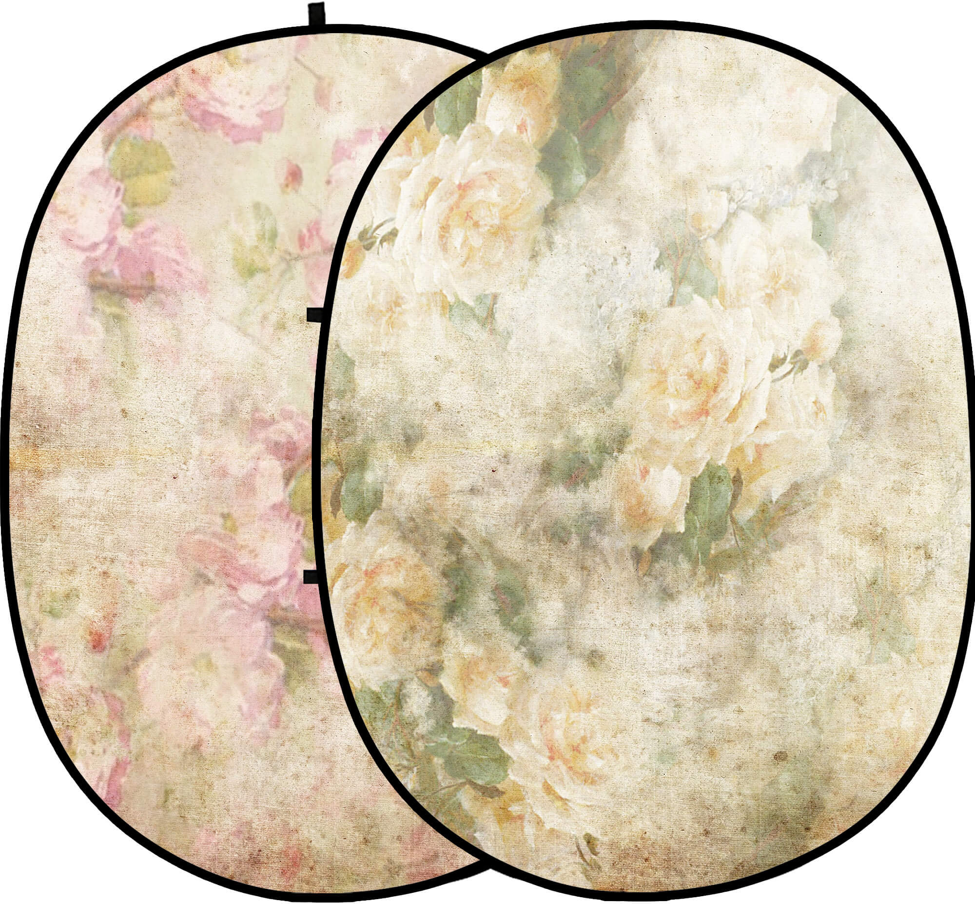 Zusammenklappbare elegante Vintage rosa/gelbliche Rosenknospe doppelseitige Kulisse 1.5x2m M12-49