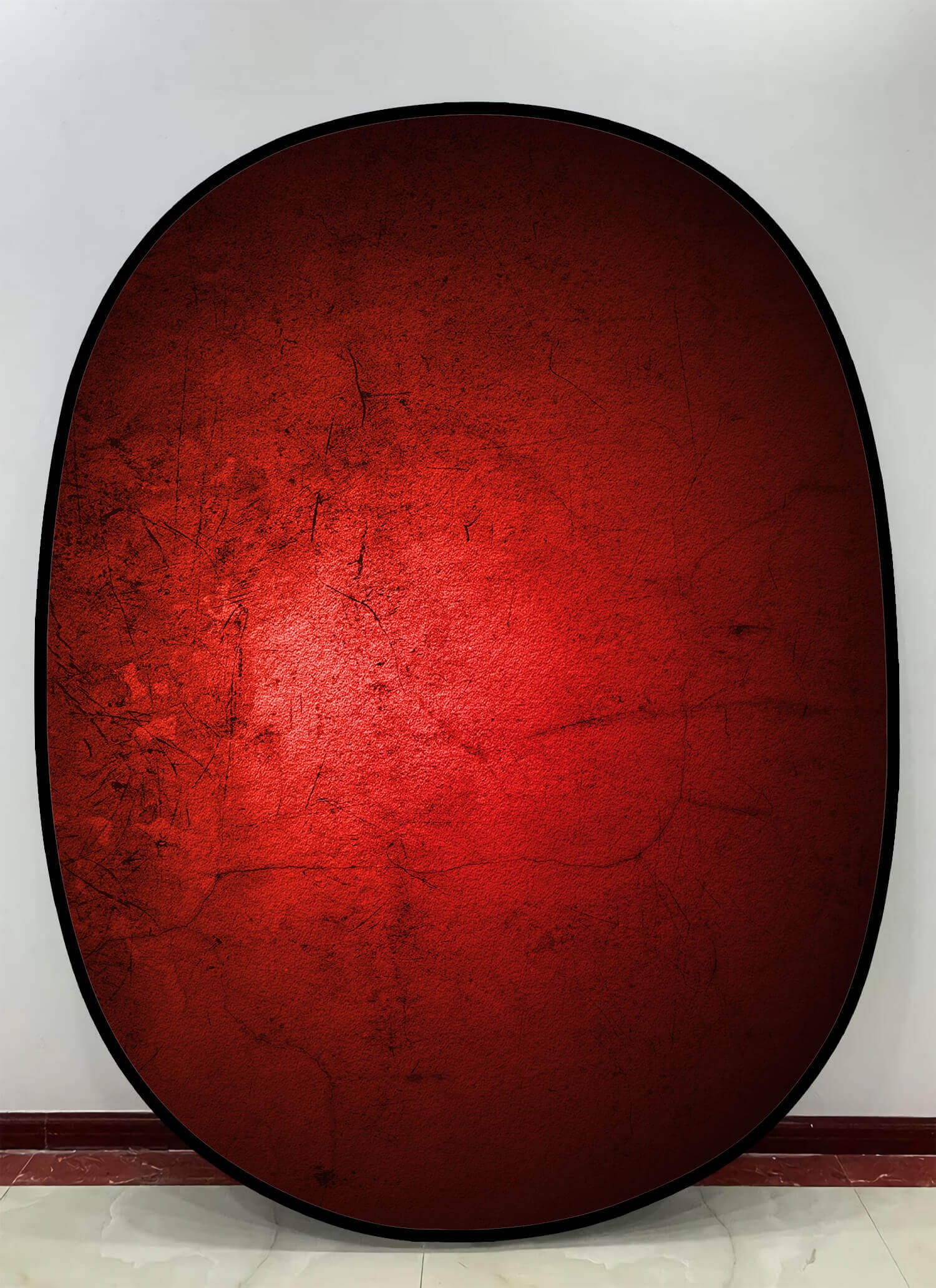 Zusammenklappbare hellgrau/dunkel schwarz-rot allmählich Textur doppelseitige Kulisse 1.5x2m M12-79