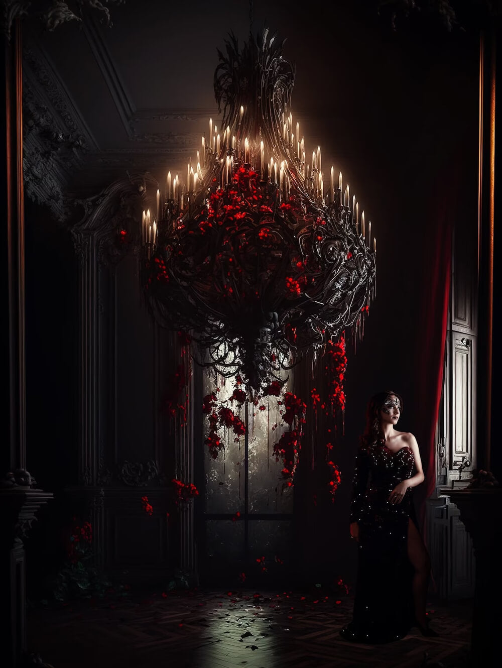 Vintage Zimmereinrichtung Leuchter Gotisch Hintergrund M5-04