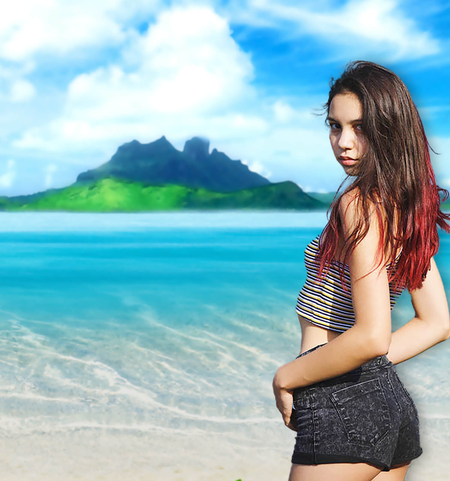 Tropischer Küsten Sandstrand Sommer Hintergrund M5-101