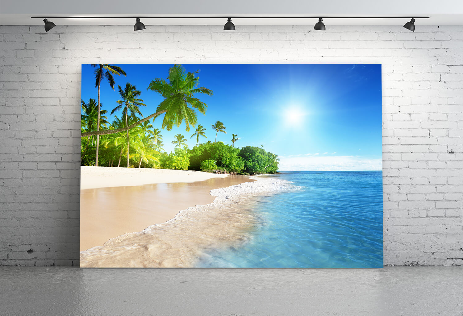 Sommer Strand Blauer Meerespalmen Hintergrund M5-127