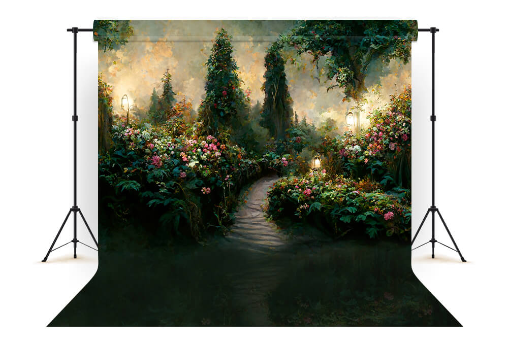 Feengarten Ölgemälde Blumen Hintergrund M5-157