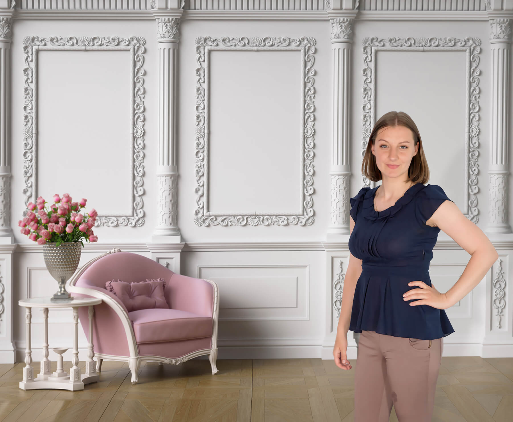 Raum-Innenraum Retro Wand Sessel Hintergrund M5-31