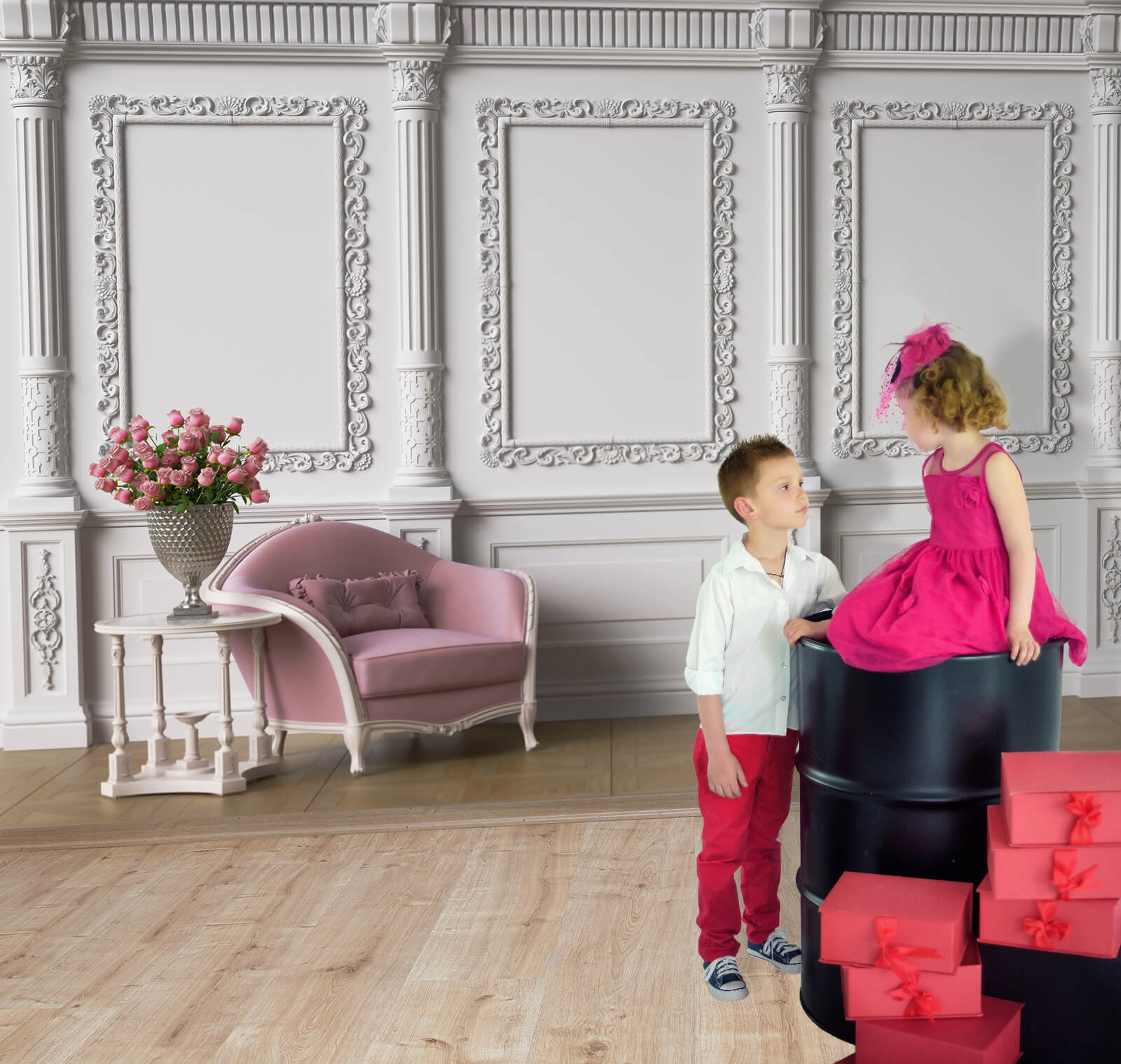 Raum-Innenraum Retro Wand Sessel Hintergrund M5-31