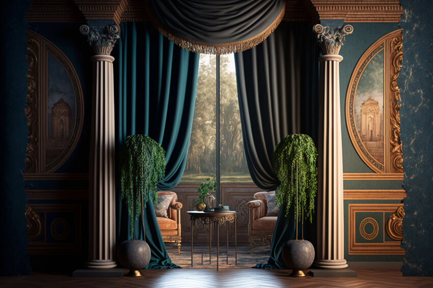 Vintage Zimmerfenster Retro Wandhintergrund M5-34