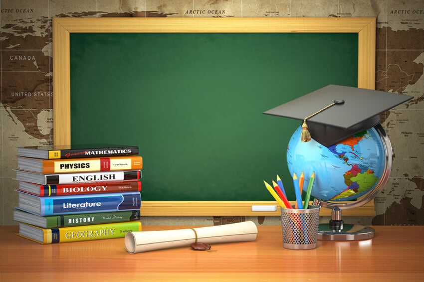 Tafel Bücher Karte Zurück zur Schule Hintergrund M5-92