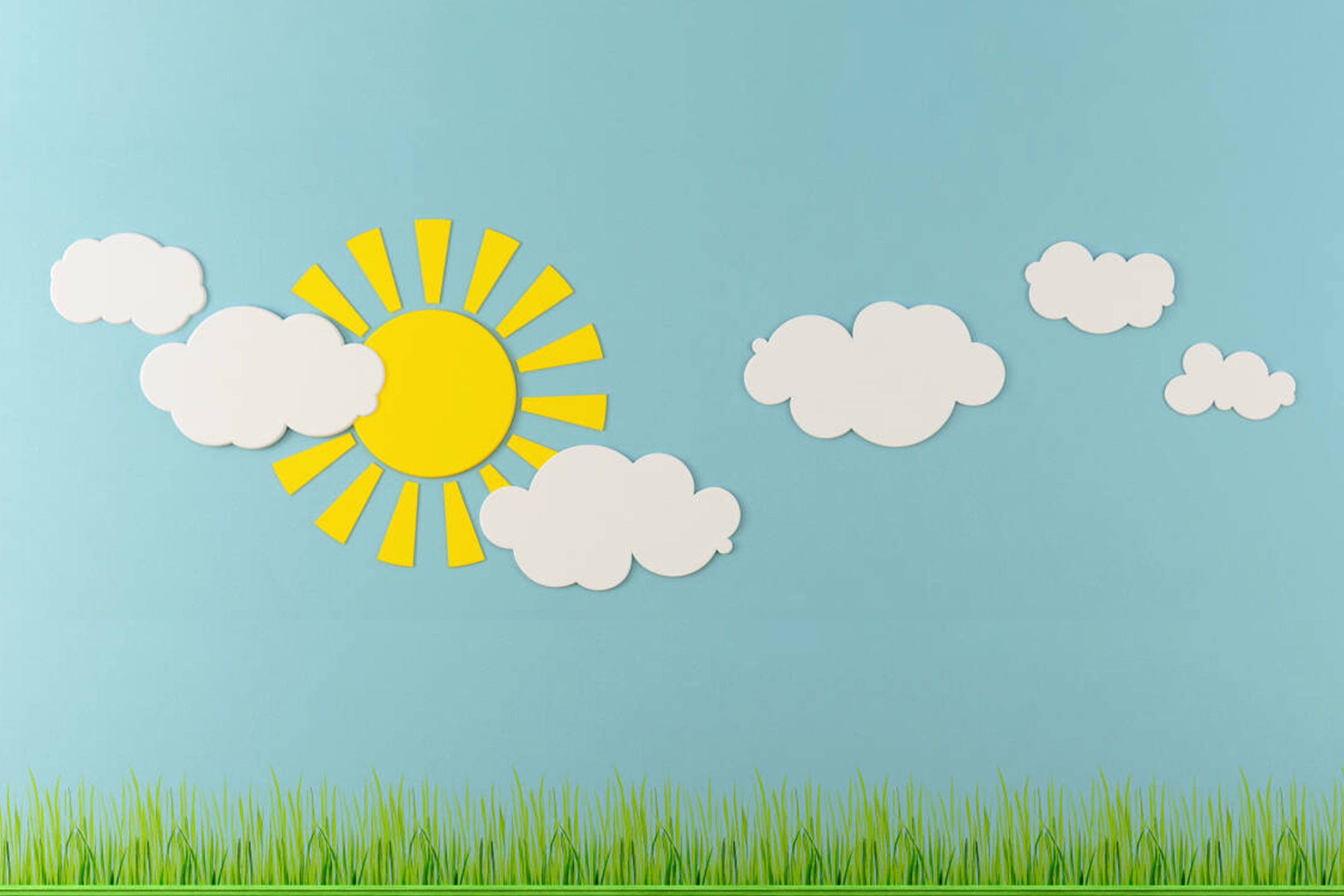 Cartoon Prairie Sonne Wolken Schulhintergrund M5-97