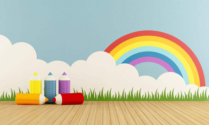 Bunte Spielzimmer Bleistifte Regenbogen Hintergrund M5-98