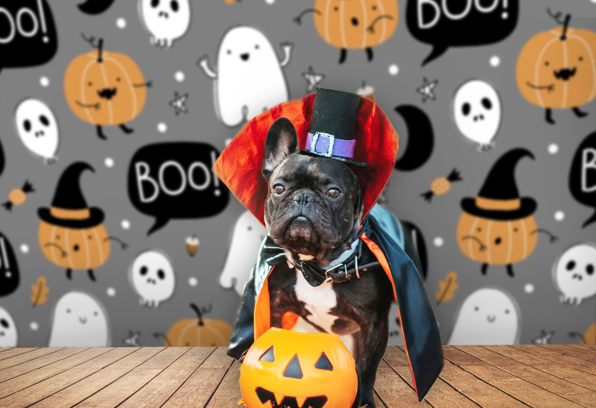 Halloween Cartoon Kürbis Geist Süßigkeits Hintergrund M6-137