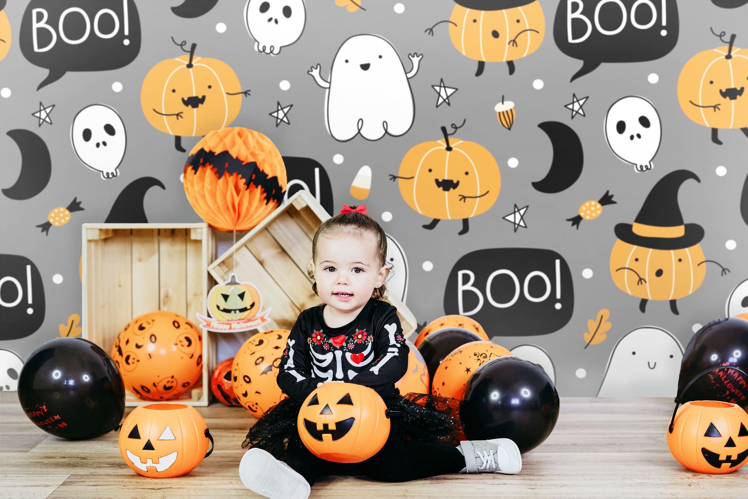 Halloween Cartoon Kürbis Geist Süßigkeits Hintergrund M6-137
