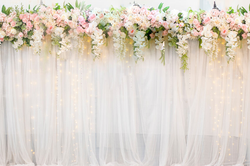 Rosa weiße Rosen Blumenwand Hochzeits Hintergrund M6-24